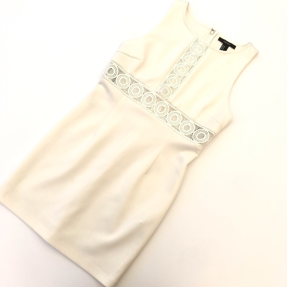 Forever 21 White Lace Sleeveless Sheath Dress Sz M